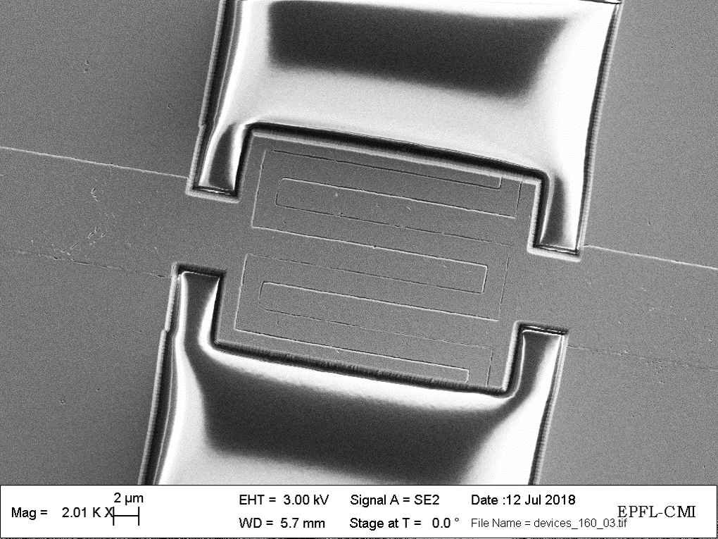 Fig 2: SEM image of a fabricated miniaturize acoustic resonator.